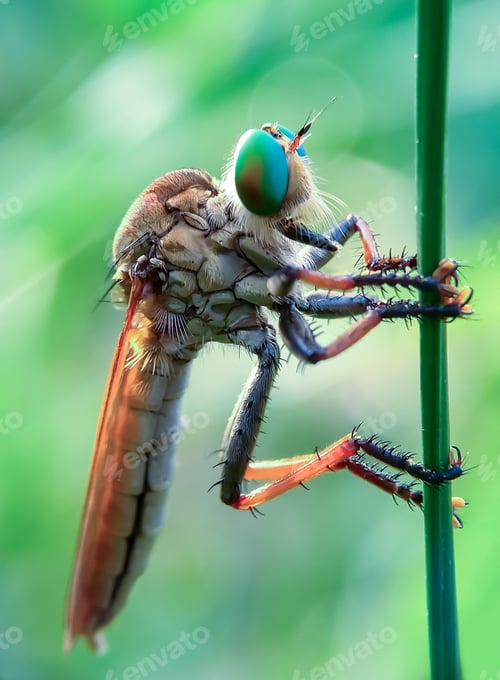 Preview: asilidae, robber fly, nature background photo