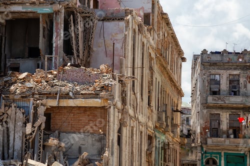 Preview: Broken and demolished residential homes in the Old Havana City, Capital of Cuba