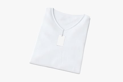 Preview: Folded White V-Neck T-Shirt with Tag