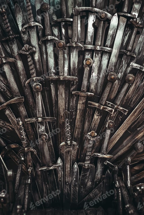 Preview: Metal knight swords background. Close up. The concept Knights.