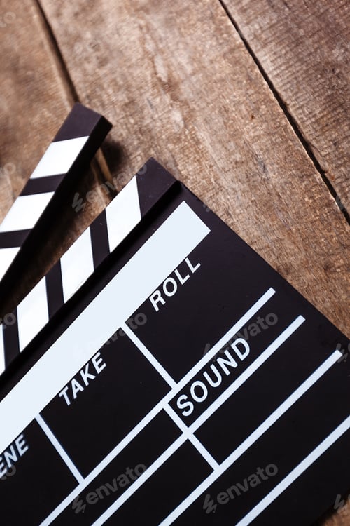 Preview: photo of movie clapper on wood
