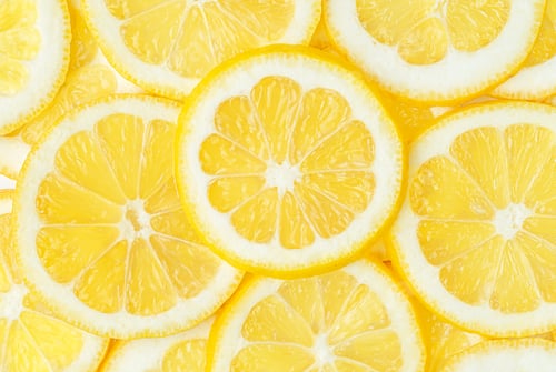 Preview: Lemon fruit pattern, food background. Top view