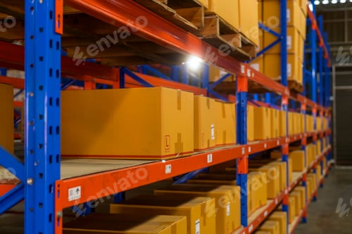 Preview: Inventory full of shelves in modern warehouse storage