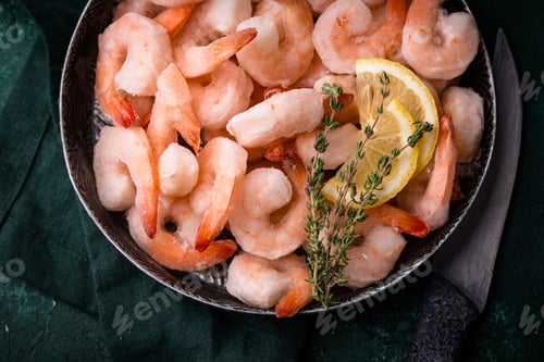 Preview: Frozen uncooked prawns or shrimps with lemon