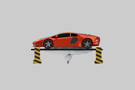 Preview: Orange sports car on lift