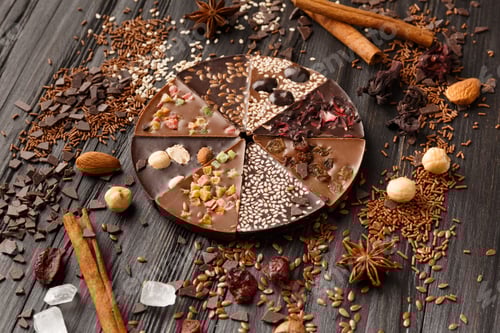 Vorschau: Schokopizza drauf? hölzerner Hintergrund