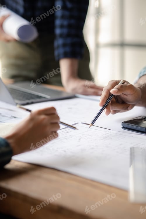 Preview: Architects and engineers are working together to edit the draft house plan that was designed after i