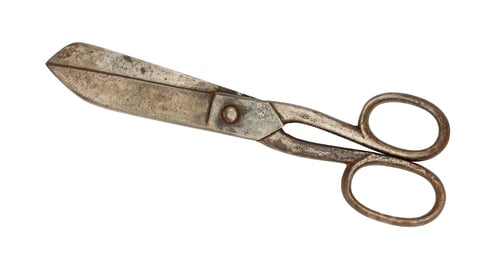 Preview: Big old vintage scissors isolated on white