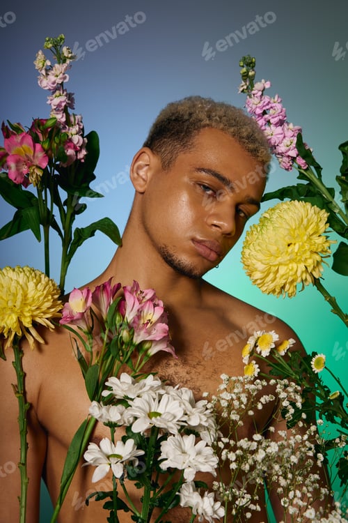 Preview: Capturing beauty with youthful elegance in a vibrant floral studio setting