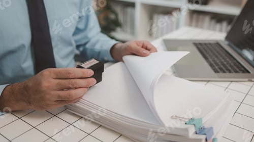 Preview: approved, the production manager stamps the approval on the document after checking it