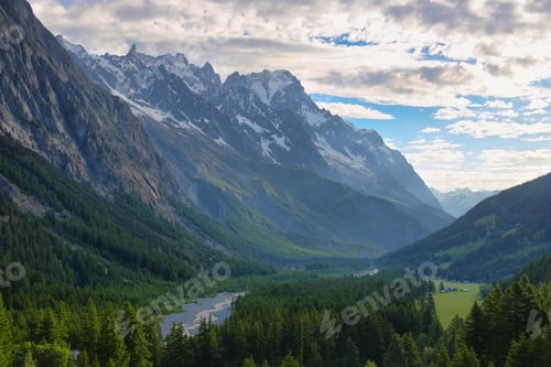 Preview: Viewmountain range from Notre-Dame de Guérison Sanctuary, Aosta valley, Italy
