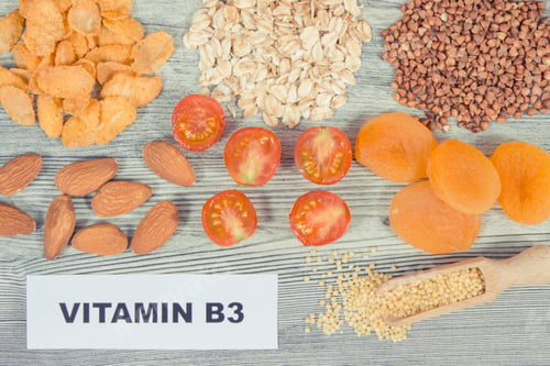 Preview: Various products or ingredients as source natural vitamin B3 and minerals