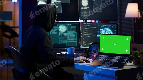 Preview: Scammer stealing sensitive data from unaware users using mockup notebook