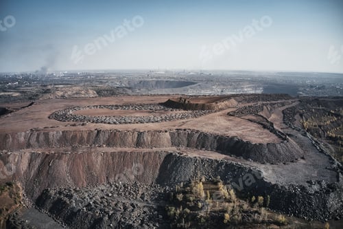 Preview: Aerial view of southern mining factory, mine quarry in Ukraine