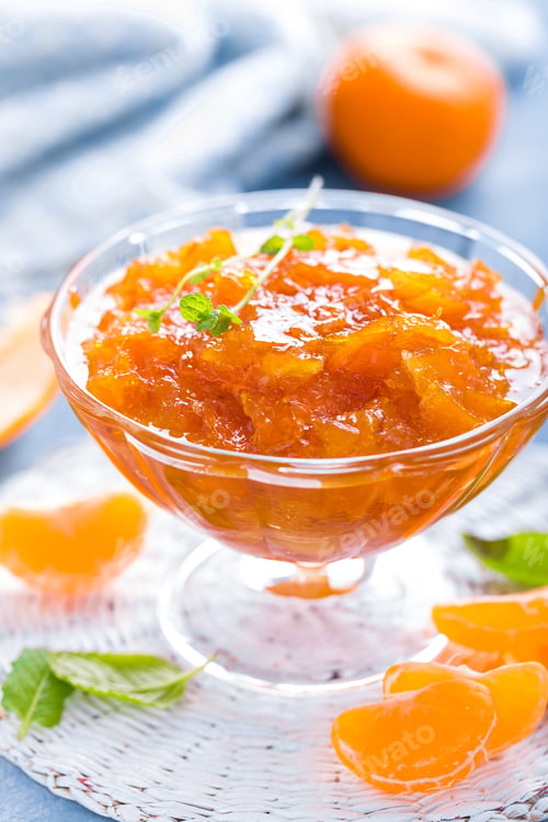 Preview: Tasty mandarin orange jam. Tangerine confiture, marmelade.