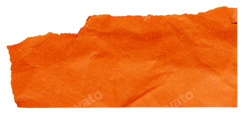 Preview: Torn scrap of bright orange crumpled paper, isolated element to create collage in autumn colors