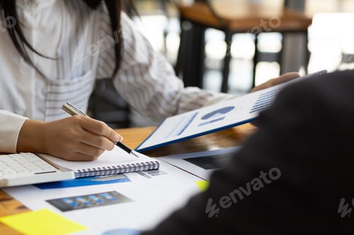 Preview: Business colleague team working and analyzing with new project of accounting finance.