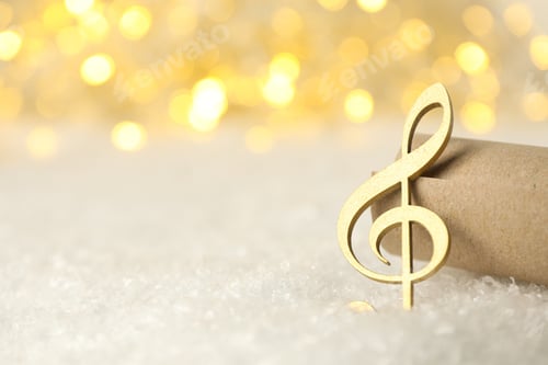 Preview: Musical, golden treble clef with a scroll.