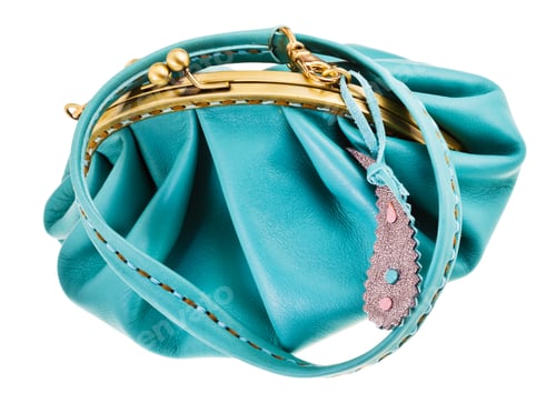 Preview: Elegant Teal Handbag with Gold Details on White