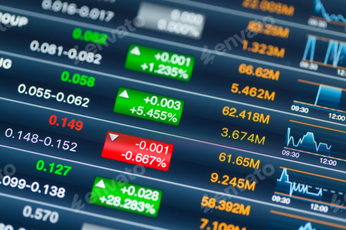 Preview: Digital stock market listing on a tablet screen