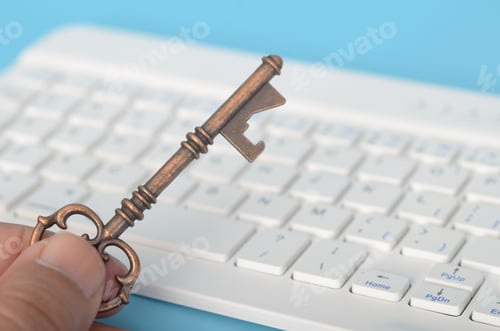 Preview: the key and the keyboard highlights the importance of cybersecurity and protecting sensitive data.