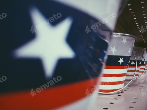 Preview: Festive Buckets Decorated with Patriotic Colors and Stars