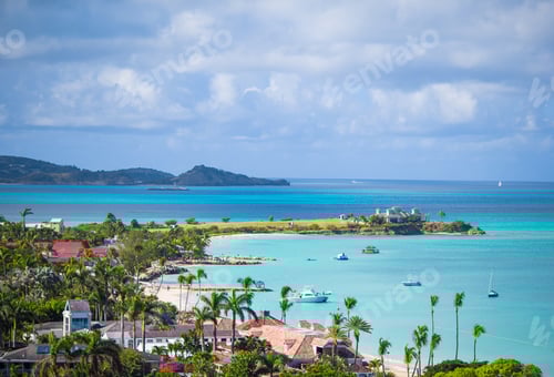 Preview: Beautiful view of bay at tropical island in the Caribbean Sea