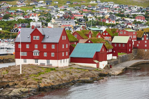 Preview: Feroe islands capital, Torshavn. Harbor and antique houses. Streymoy island