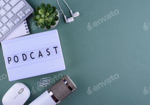 Preview: Podcast new episode concept with microphone
