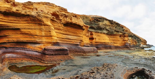 Preview: The Yellow Mountain on the ocean shore in Tenerife, Canary islands, Spain