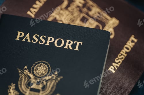Preview: Travel and destination, American passport and Jamaican passport