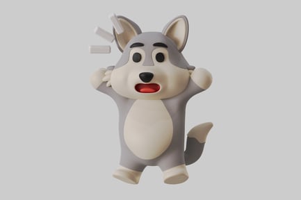Preview: Cartoon shocked wolf