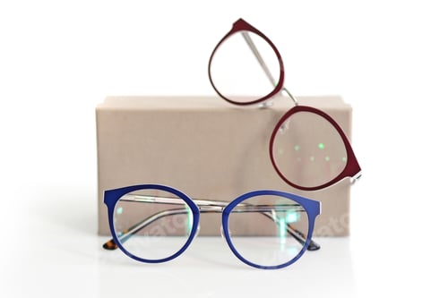 Preview: Multicolored fashionable glasses with box on white background