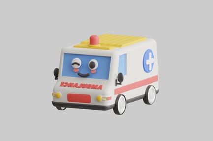 Preview: Cartoon ambulance with a smiling face.