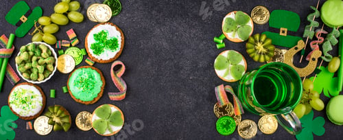 Preview: St. Patricks Day party food, green beer and shamrock