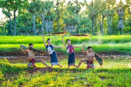 Preview: A farmer and a rice worship ritual with a group of traditional dancers