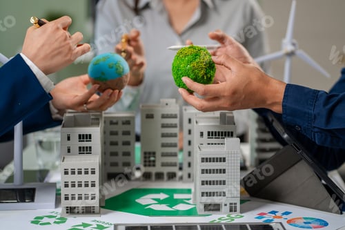 Preview: Engineer Teamwork Meeting, with partner on model building at company office