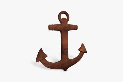 Preview: Weathered metal anchor with flukes and ring
