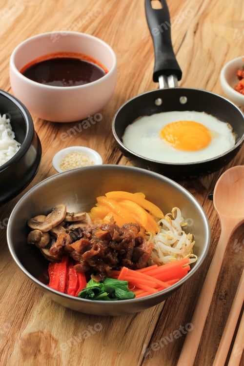 Preview: Ingredients for Cooking Bibimbap, Traditional Korean Dish