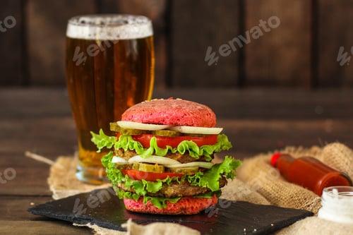 Preview: Burger Color - Sandwich Is A Lot Of Layers. Food Background