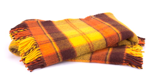 Preview: Soft and warm folded wool plaid with fringe