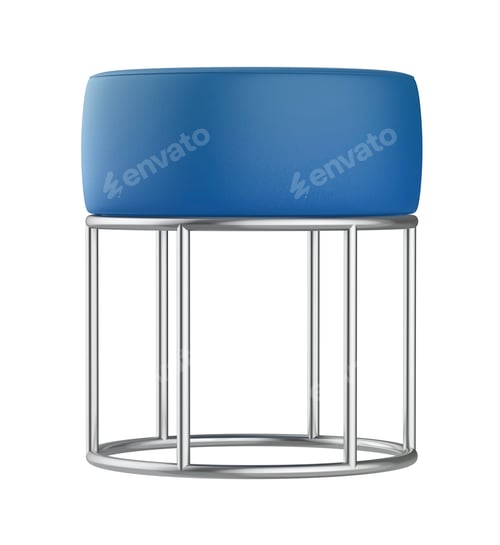 Preview: Blue leather stool