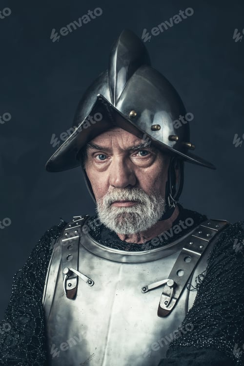 Preview: Senior Knight With Gray Beard In Armor.