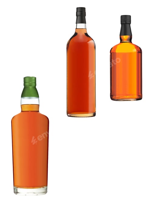 Preview: Full whiskey bottles isolated