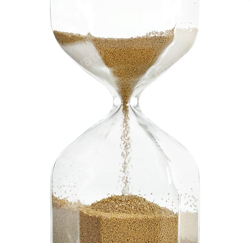 Preview: Hourglass with flowing sand on white background. Time management