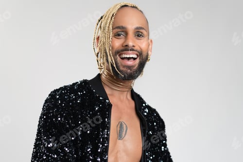 Preview: Black Gay Man in black stylish jacket