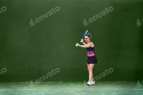Preview: Sportswoman preparing to play padel
