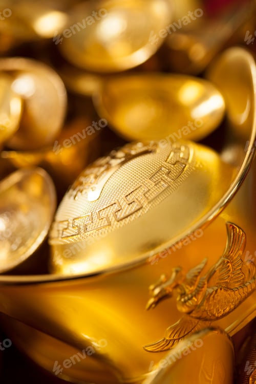 Preview: Chinese traditional currency gold yuanbao ingots