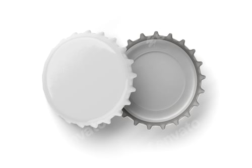 Preview: White beer caps mock up isolated on white background. 3d rendering.