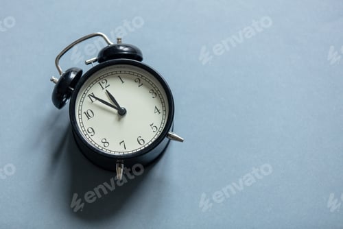 Preview: Vintage alarm clock on gray background, Depression concept